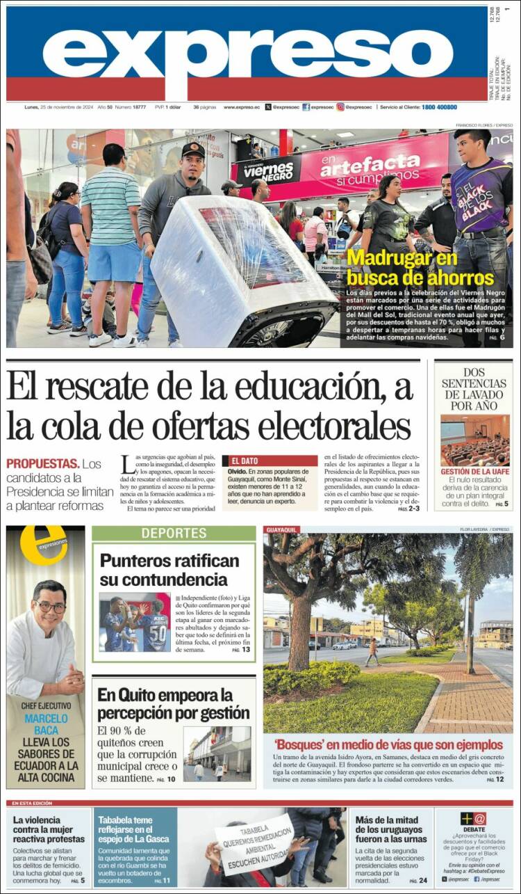 Portada de Expreso (Ecuador)