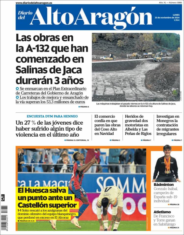 Portada de Diario del AltoAragón (España)