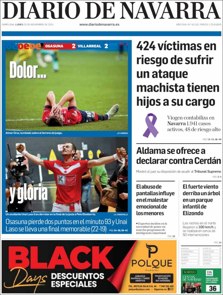 Portada de Diario de Navarra (España)