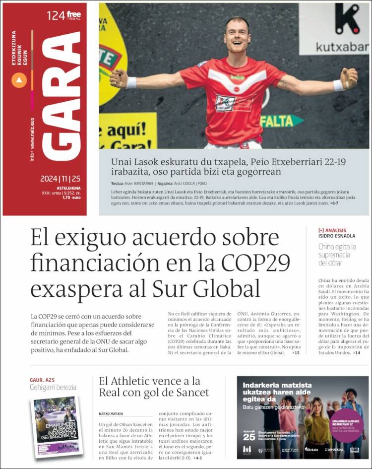 Portada de Gara (España)