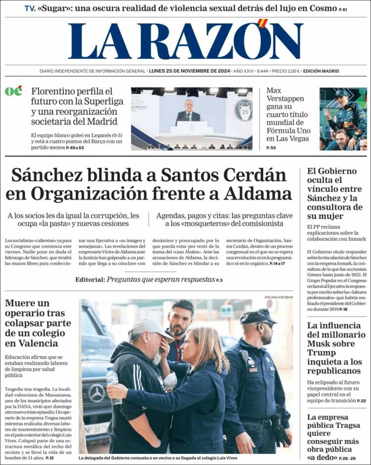 Portada de La Razón (España)