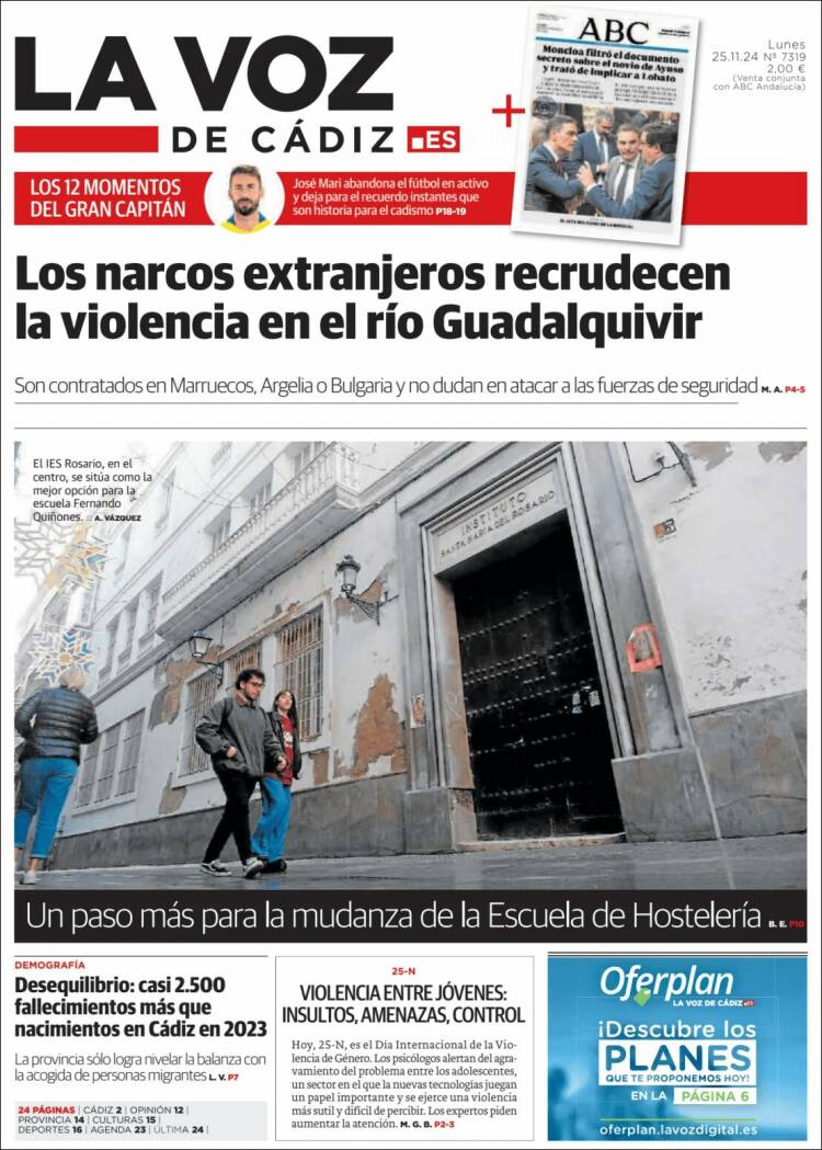 Portada de La Voz de Cádiz (España)