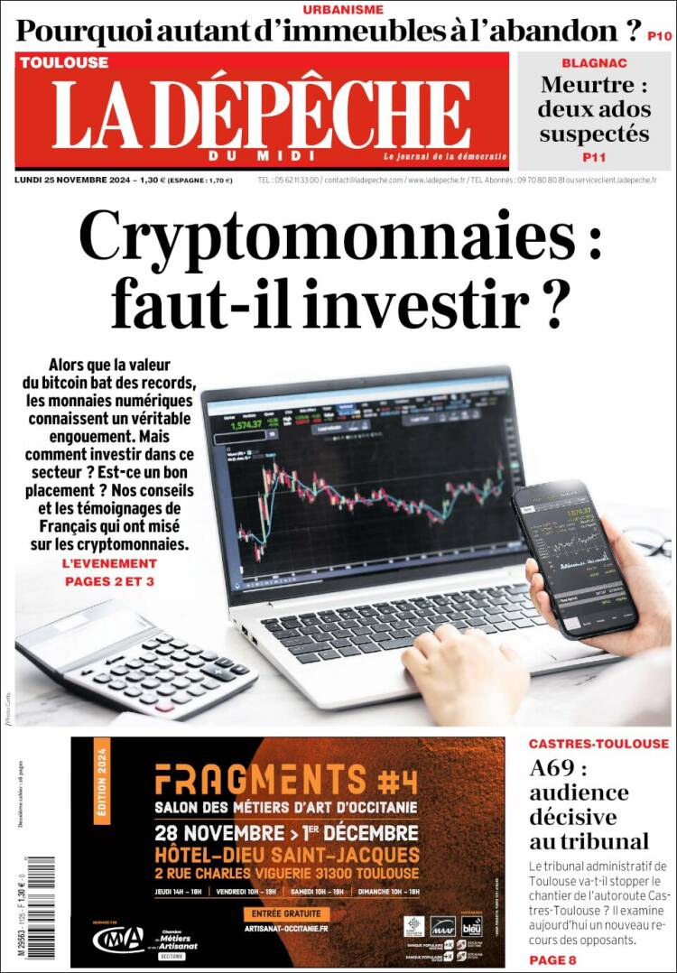 Portada de La Dépêche du Midi (Francia)