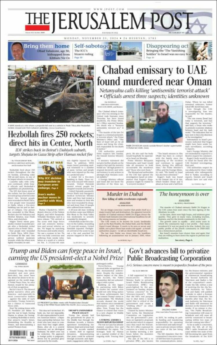 Portada de The Jerusalem Post (Israel)