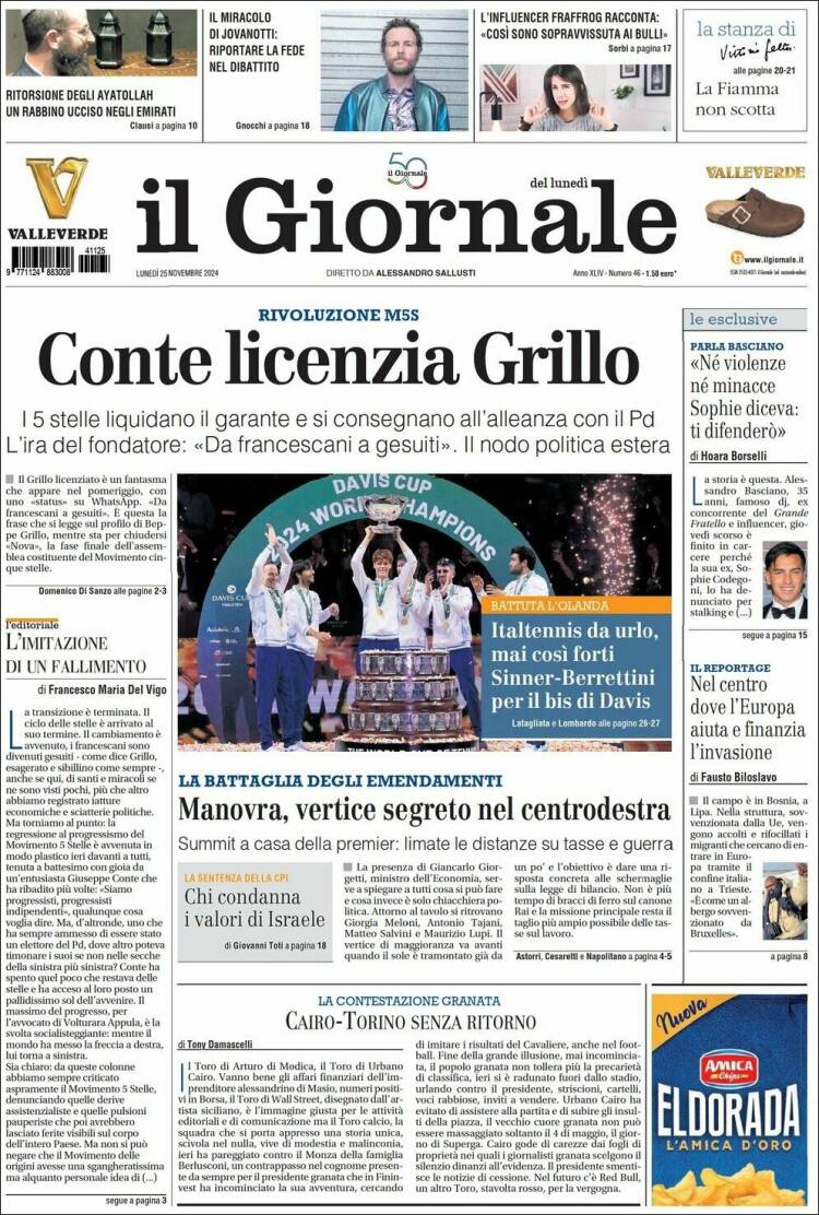 Portada de il Giornale (Italia)