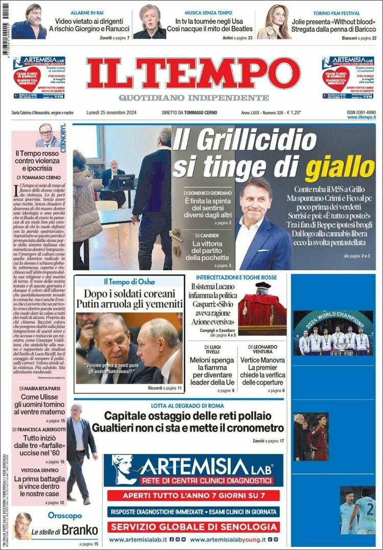 Portada de Il Tempo (Italia)