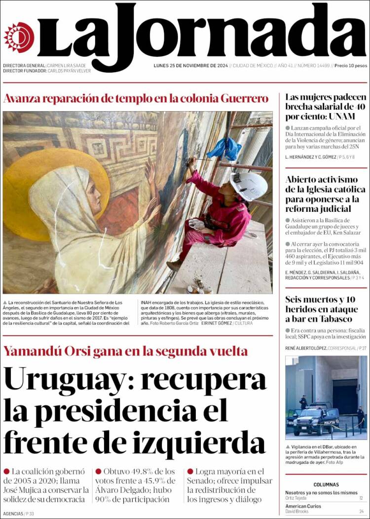 Portada de La Jornada (M&eacute;xico)