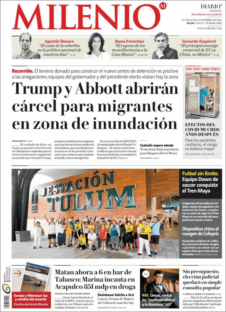 Portada de Milenio (M&eacute;xico)