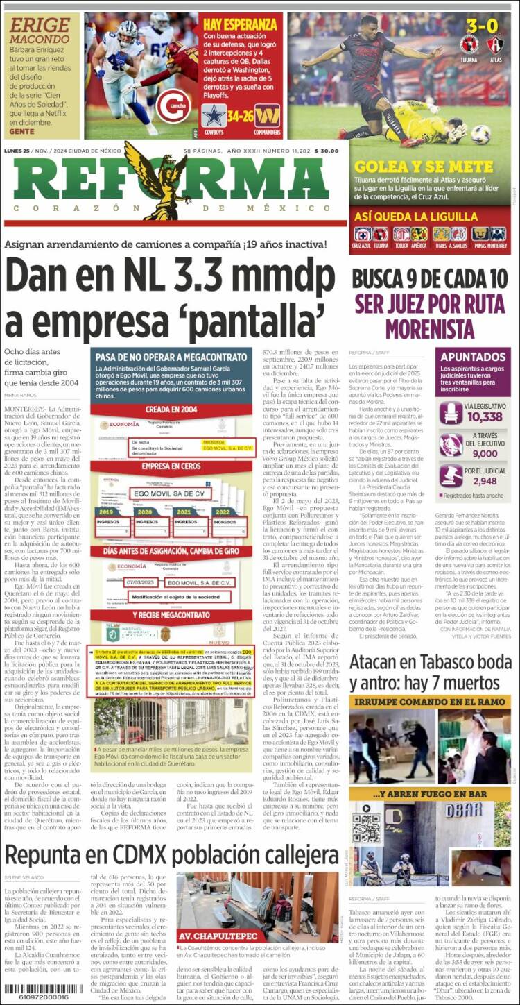 Portada de Reforma (M&eacute;xico)