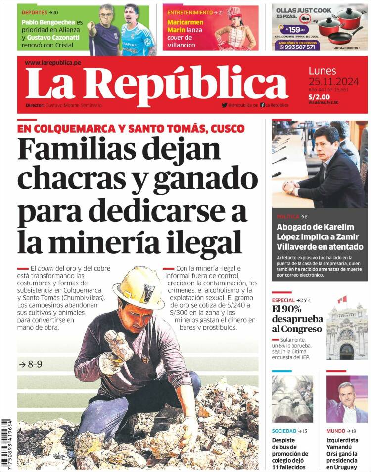 Portada de La Republica (Per&uacute;)