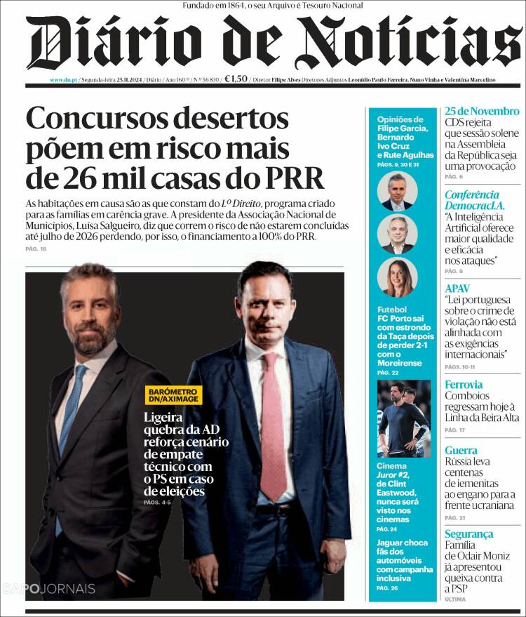 Portada de Diário de Noticias (Portugal)