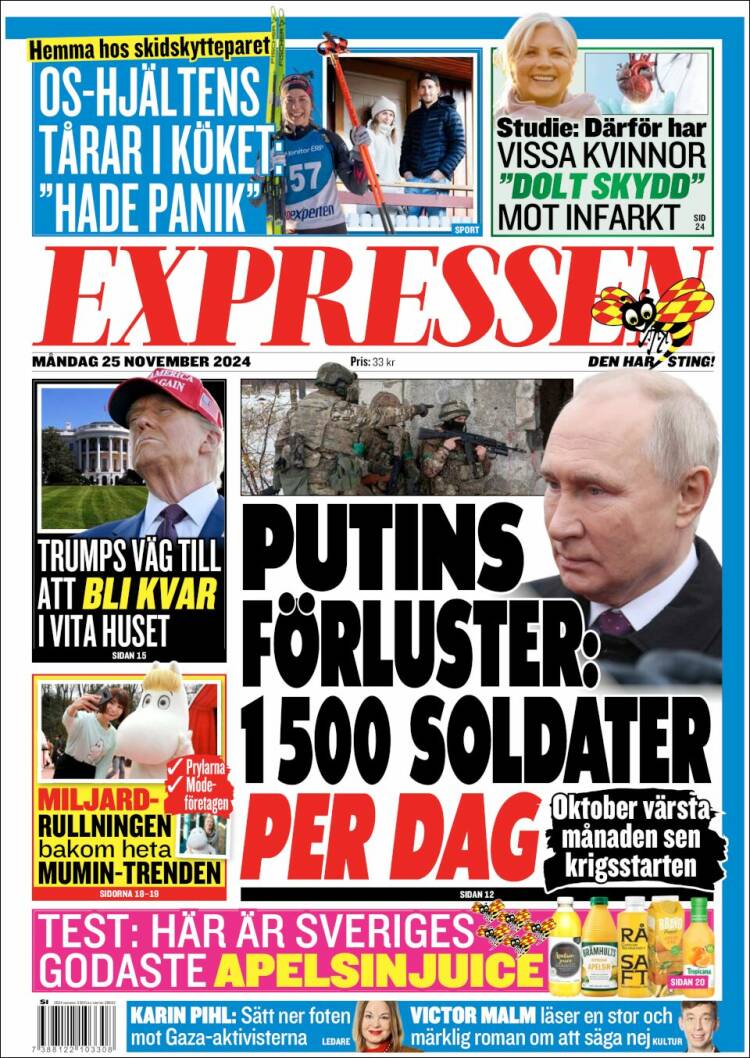 Portada de Expressen (Suecia)