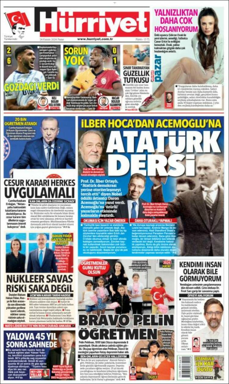 Portada de Hürriyet (Turqu&iacute;a)