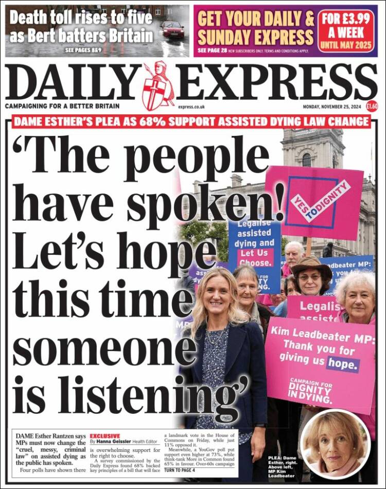 Portada de Daily Express (Reino Unido)