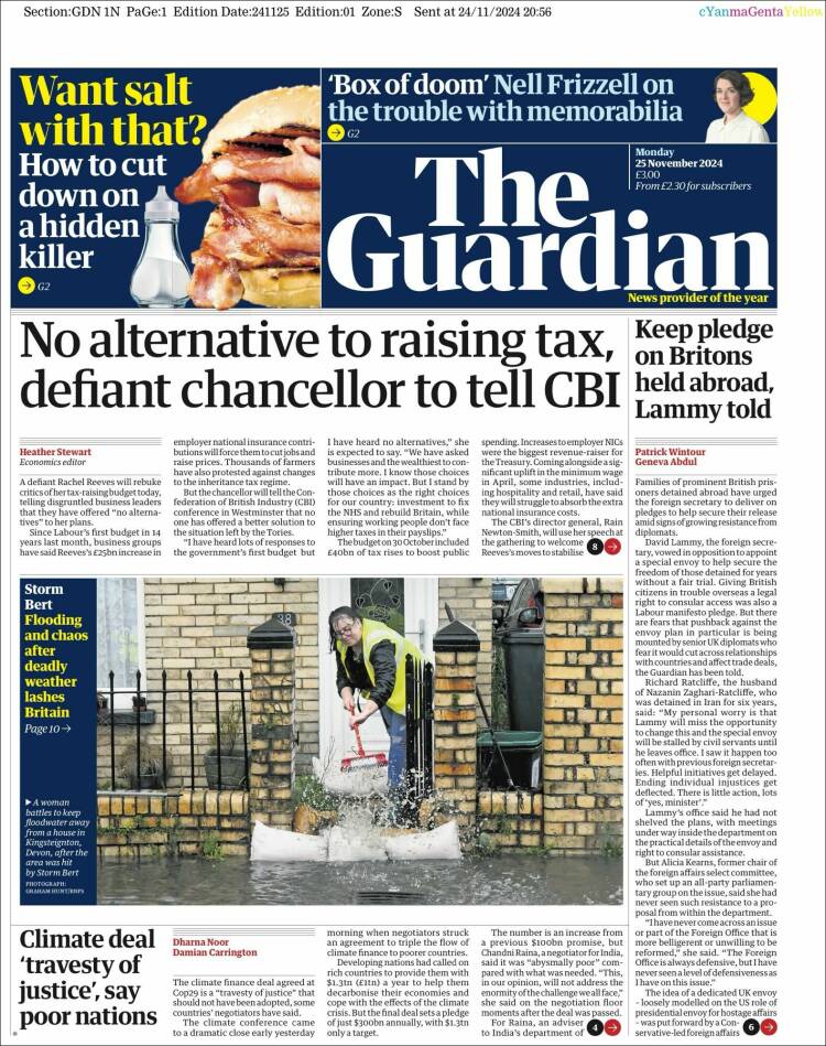 Portada de The Guardian (Reino Unido)