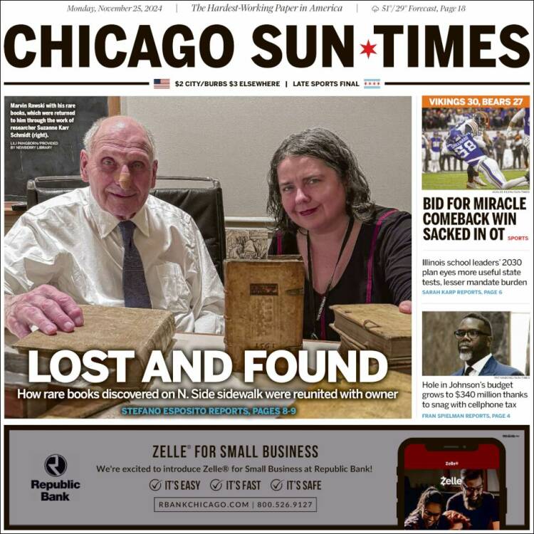 Portada de Chicago Sun-Times (USA)