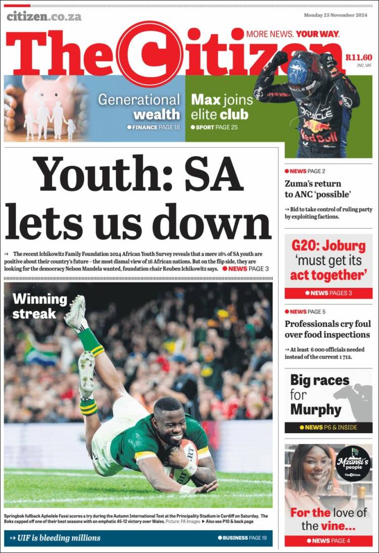 Portada de The Citizen (Sud&aacute;frica)