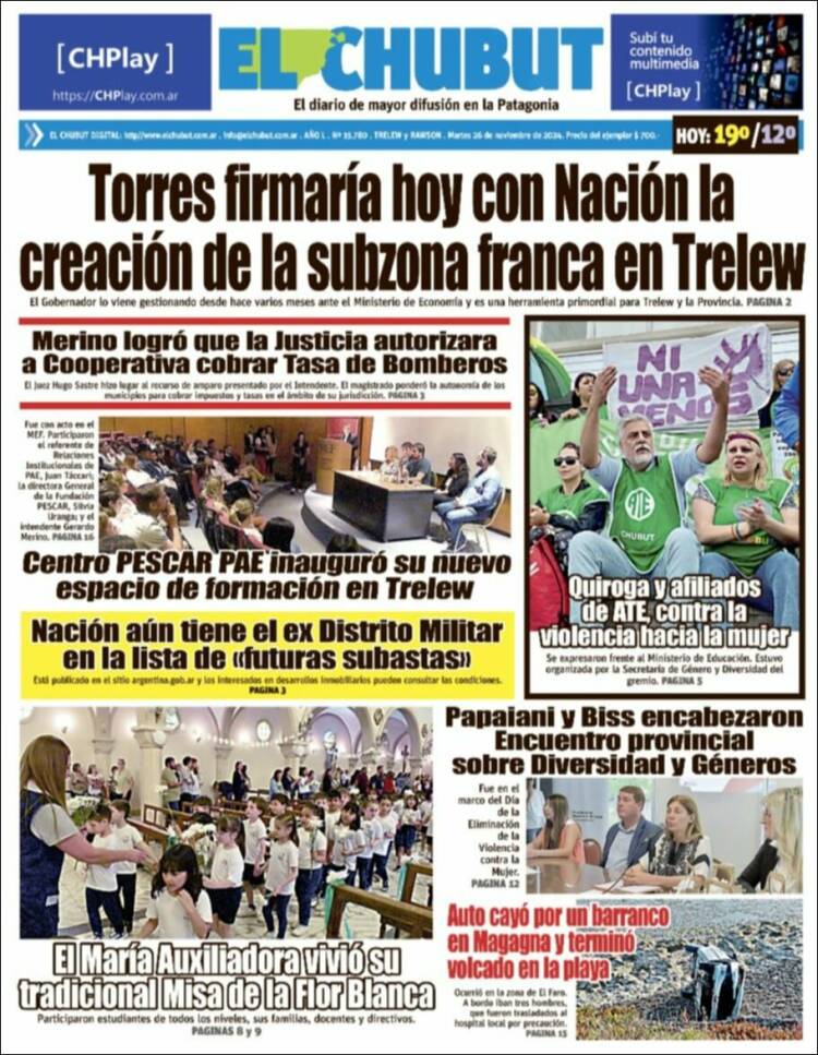 Portada de El Chubut (Argentina)