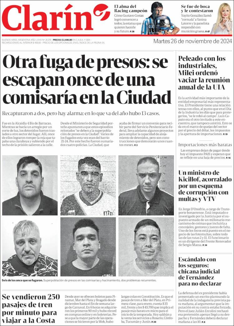 Portada de Clarín (Argentina)