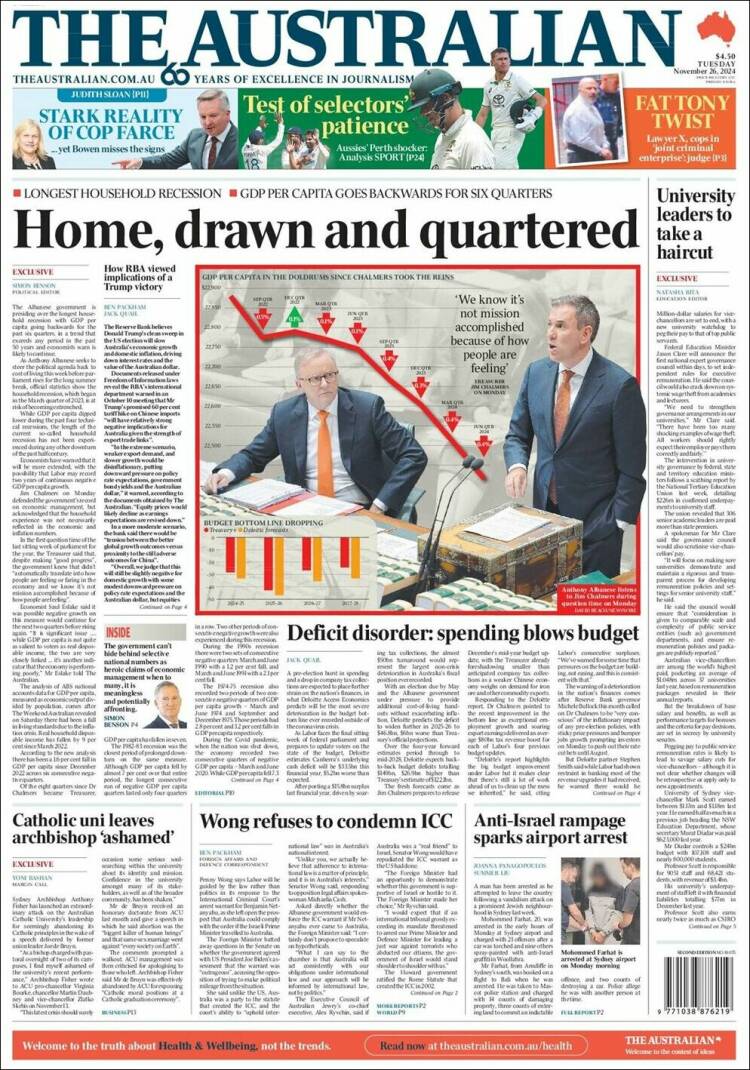 Portada de The Australian (Australia)