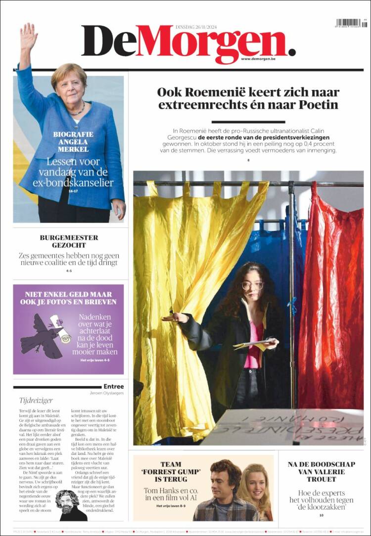 Portada de De Morgen (B&eacute;lgica)