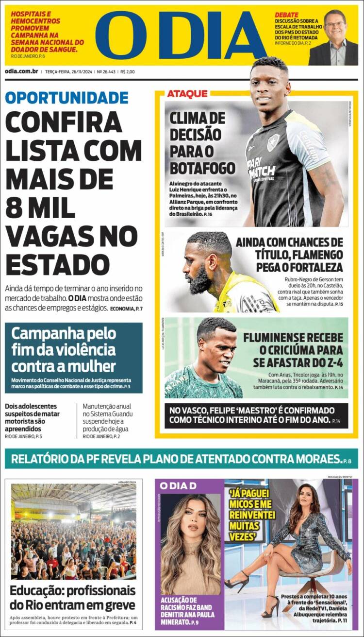 Portada de O Dia (Brasil)