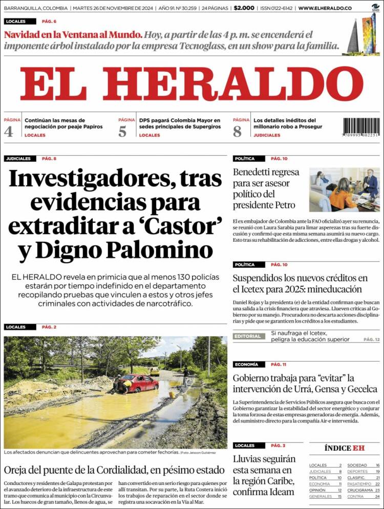 Portada de El Heraldo (Colombia)