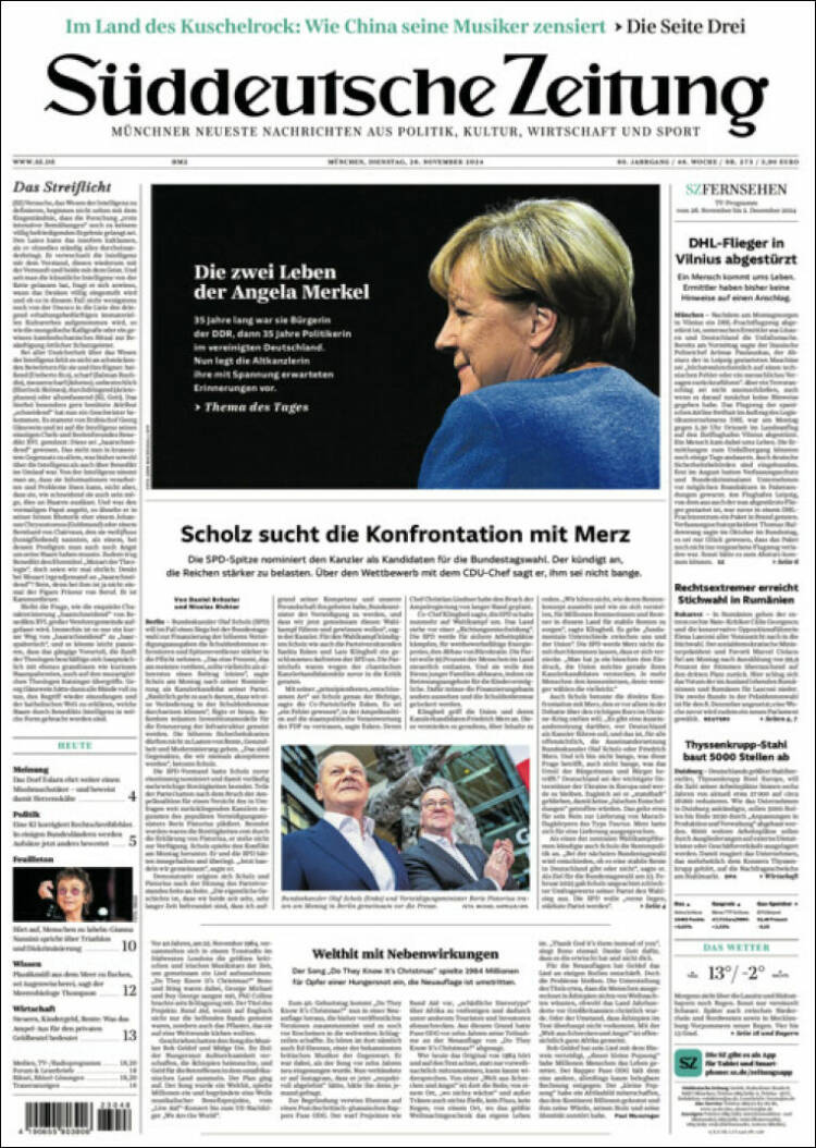 Portada de Sueddeutsche (Alemania)