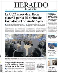 Portada de Heraldo de Aragón (España)