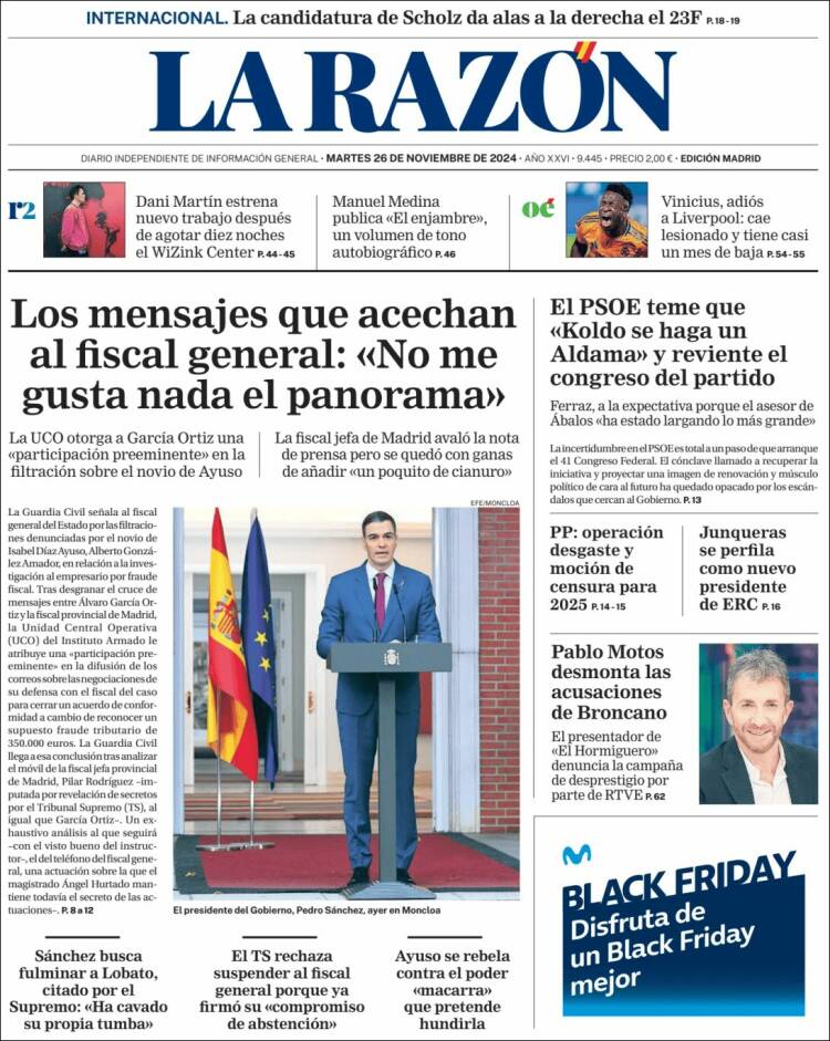 Portada de La Razón (España)