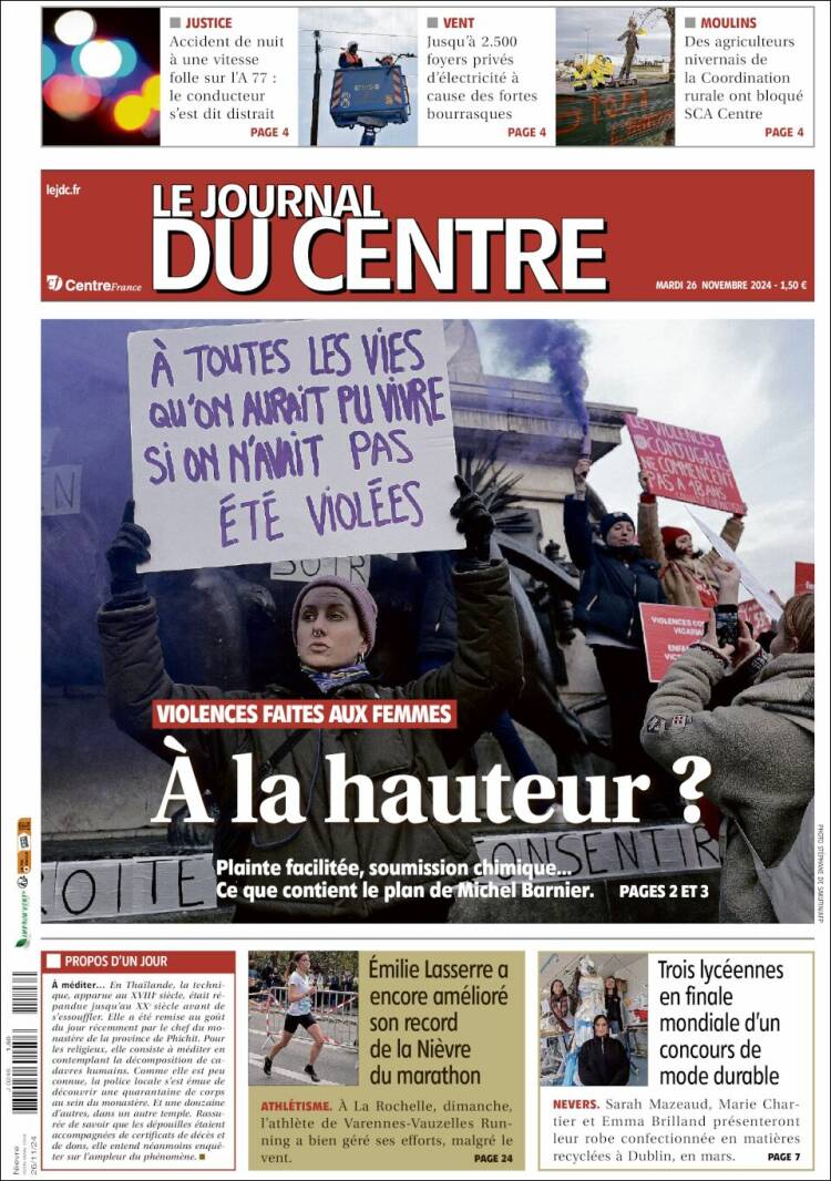 Portada de Le Journal du Centre (Francia)