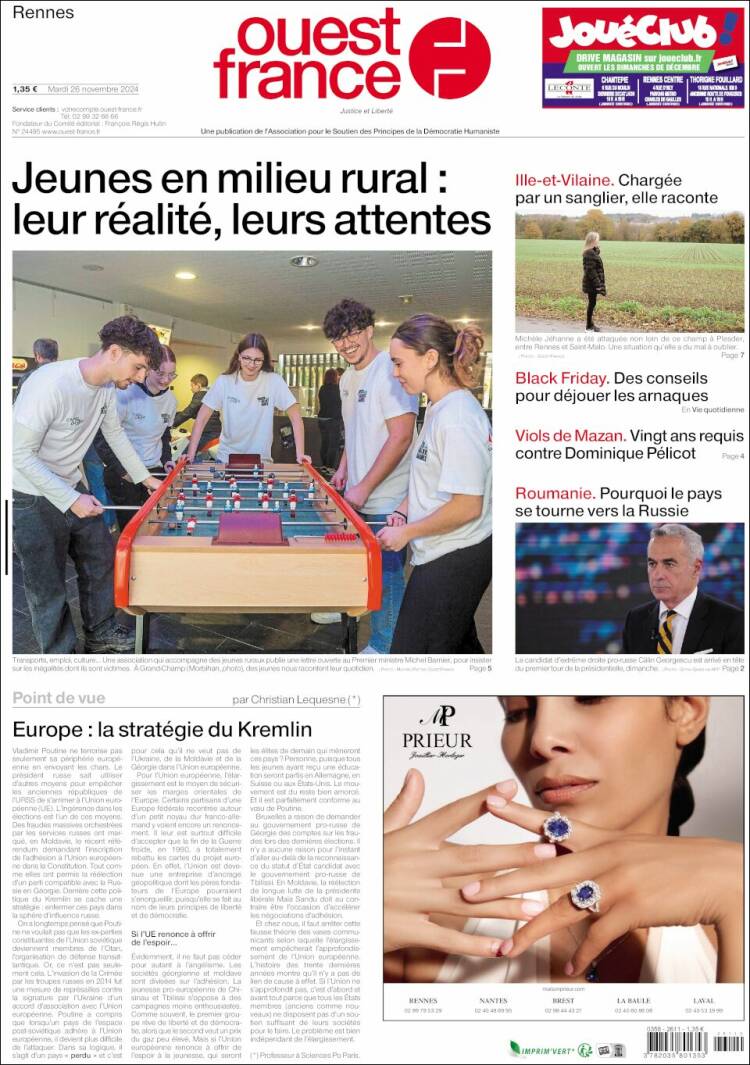 Portada de Ouest France (Francia)
