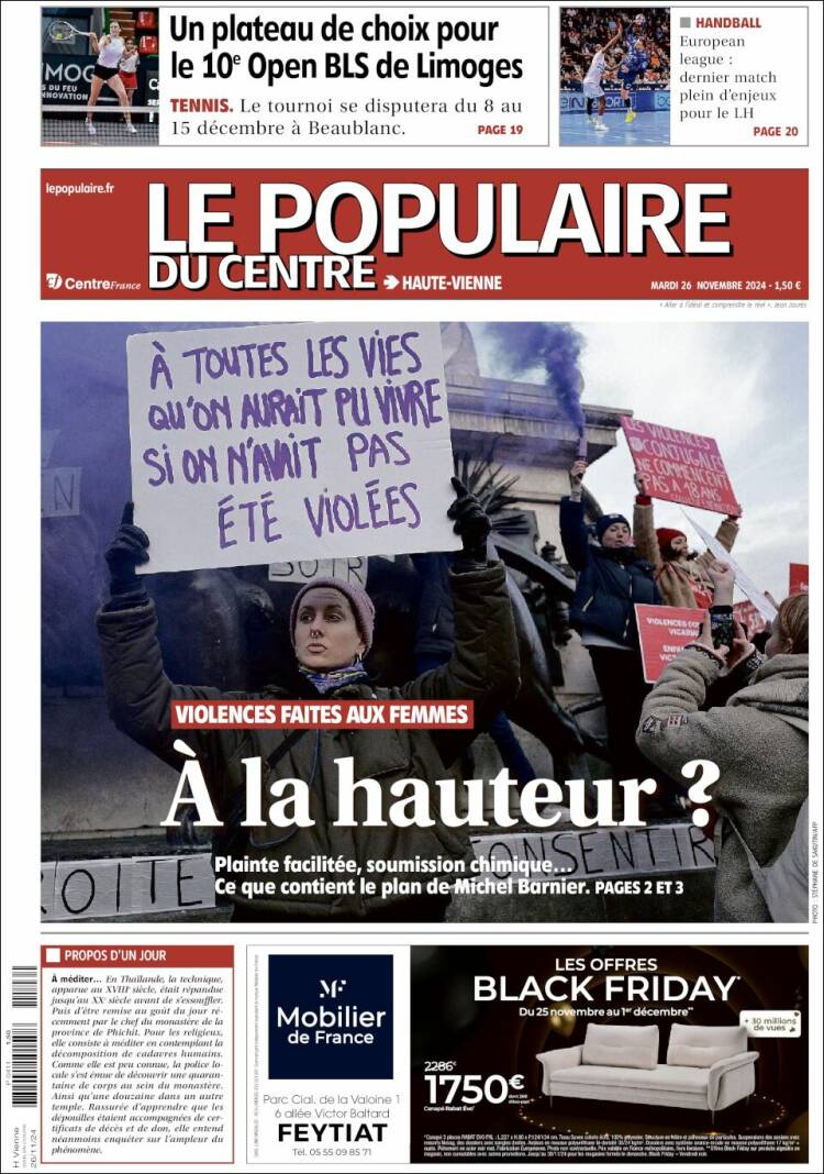 Portada de Le Populaire du Centre (Francia)