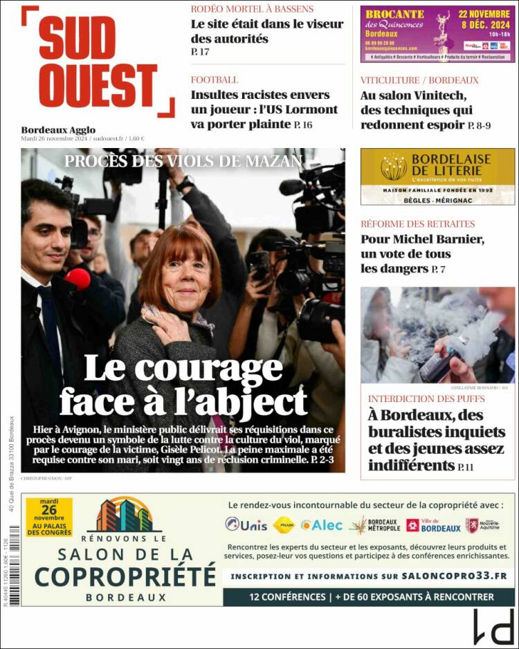 Portada de Sud Ouest (Francia)