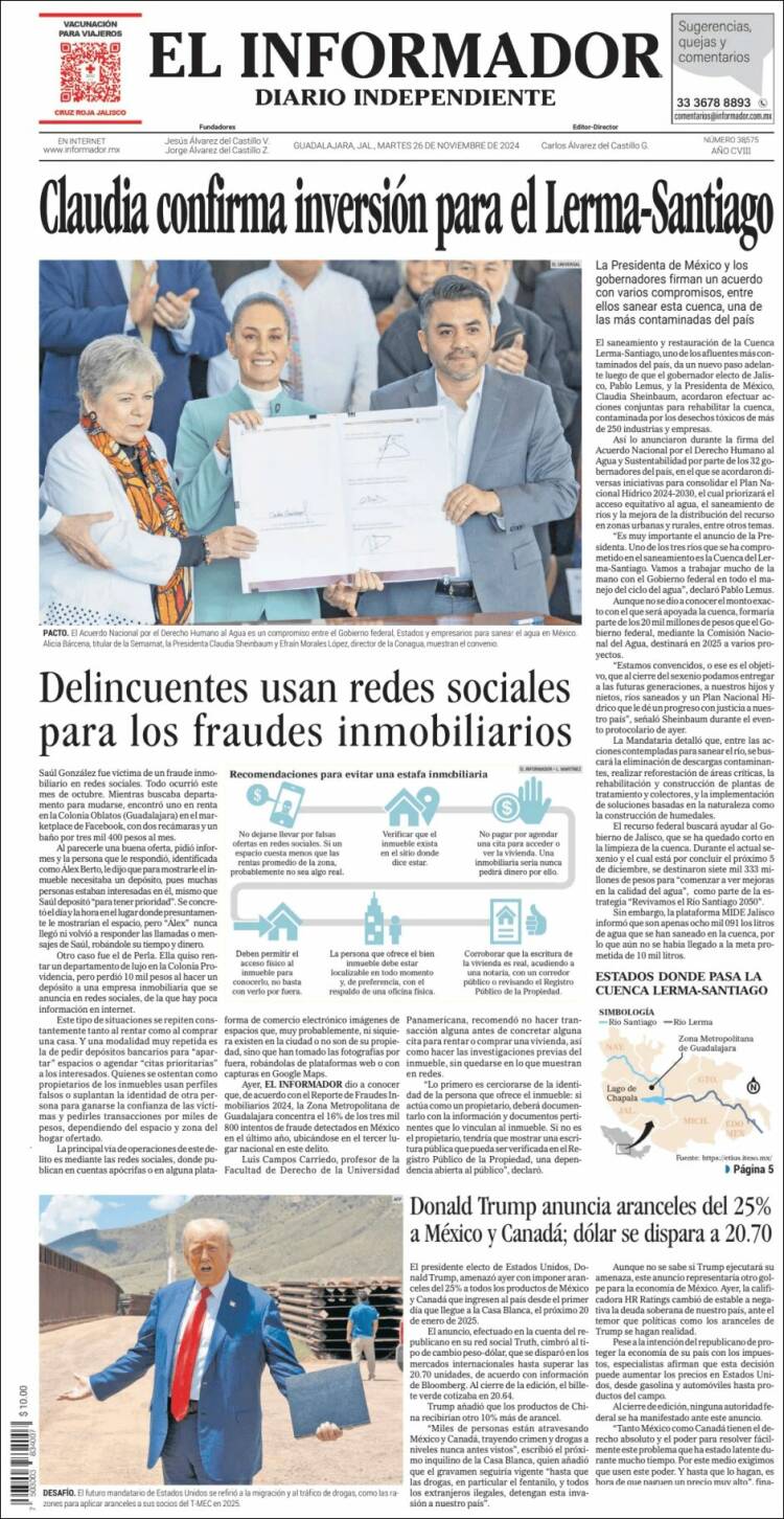 Portada de El Informador (México)