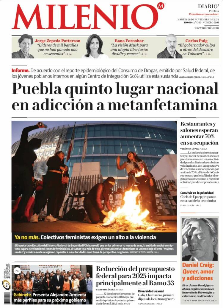 Portada de Milenio de Puebla (México)