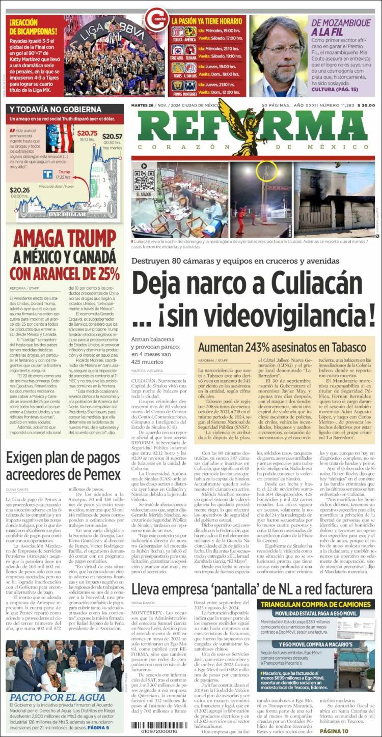 Portada de Reforma (México)