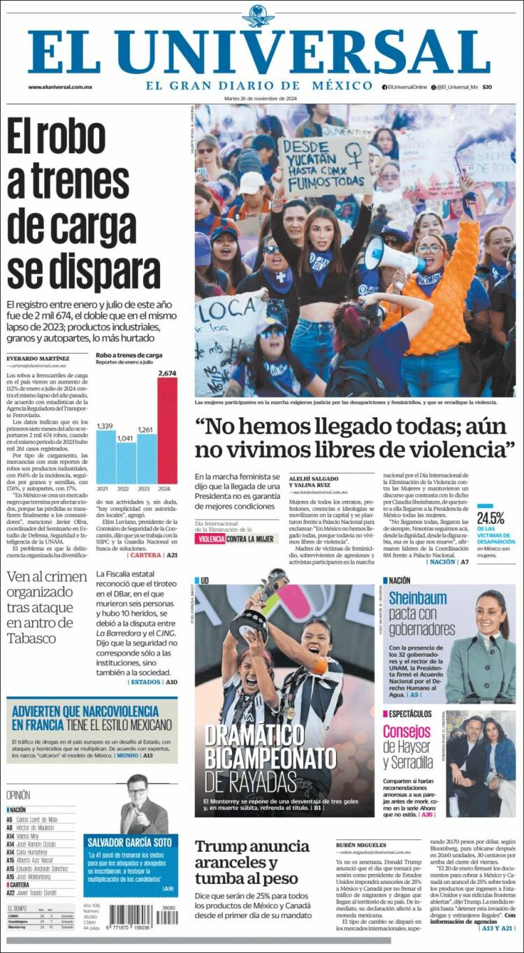 Portada de El Universal (México)