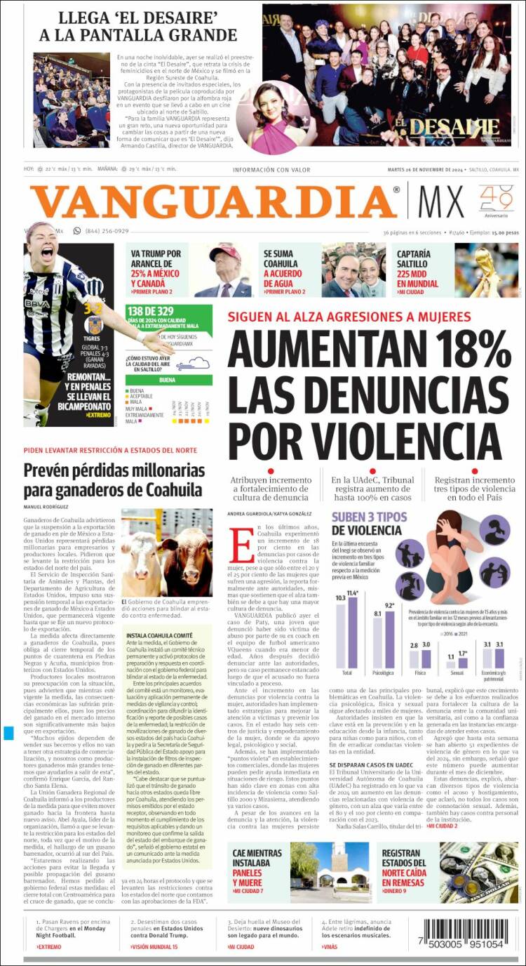 Portada de Vanguardia (México)