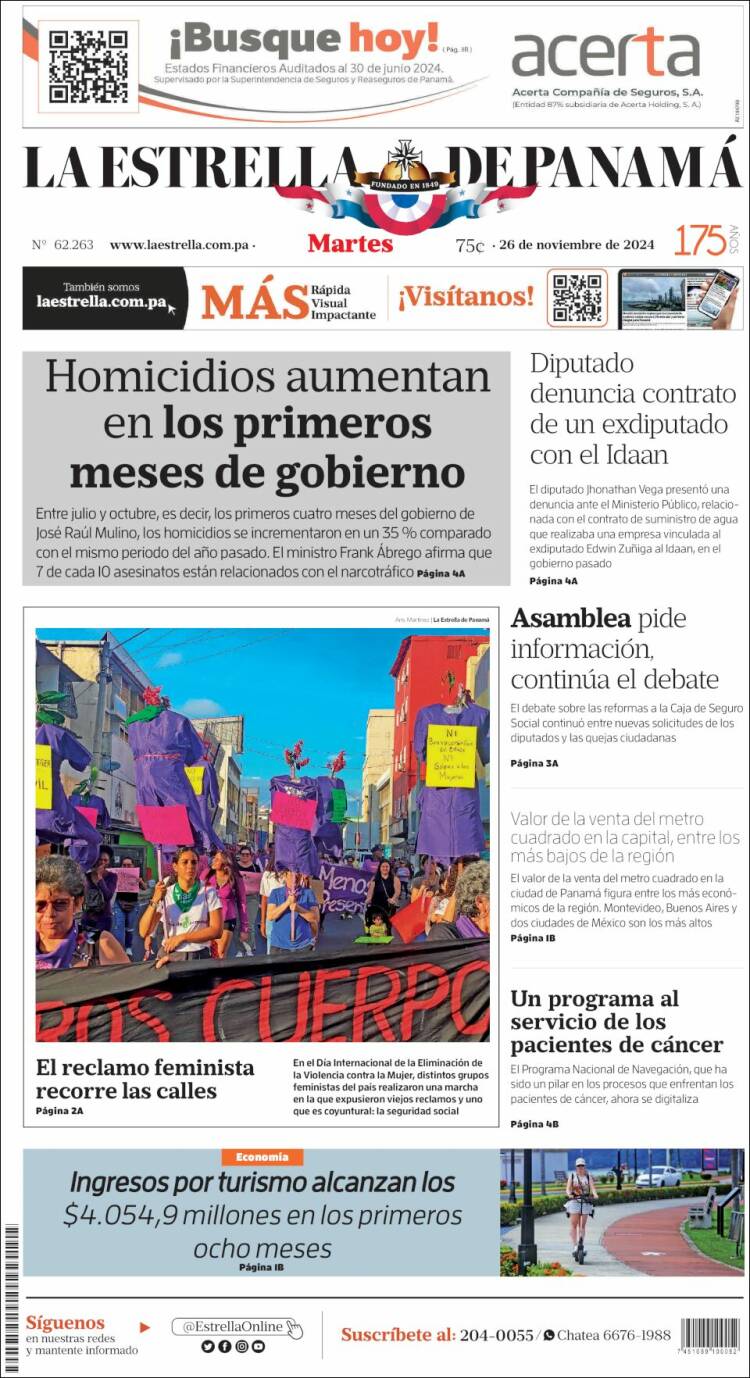 Portada de La Estrella de Panamá (Panam&aacute;)