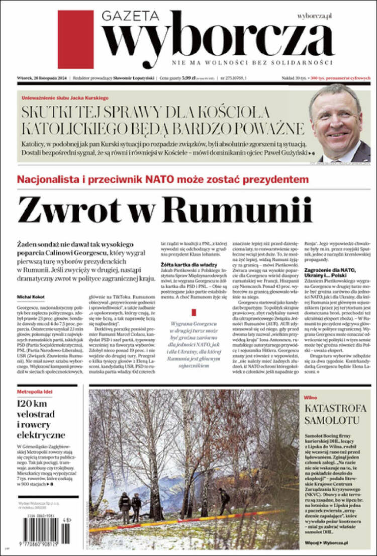 Portada de Gazeta Wyborcza (Polonia)