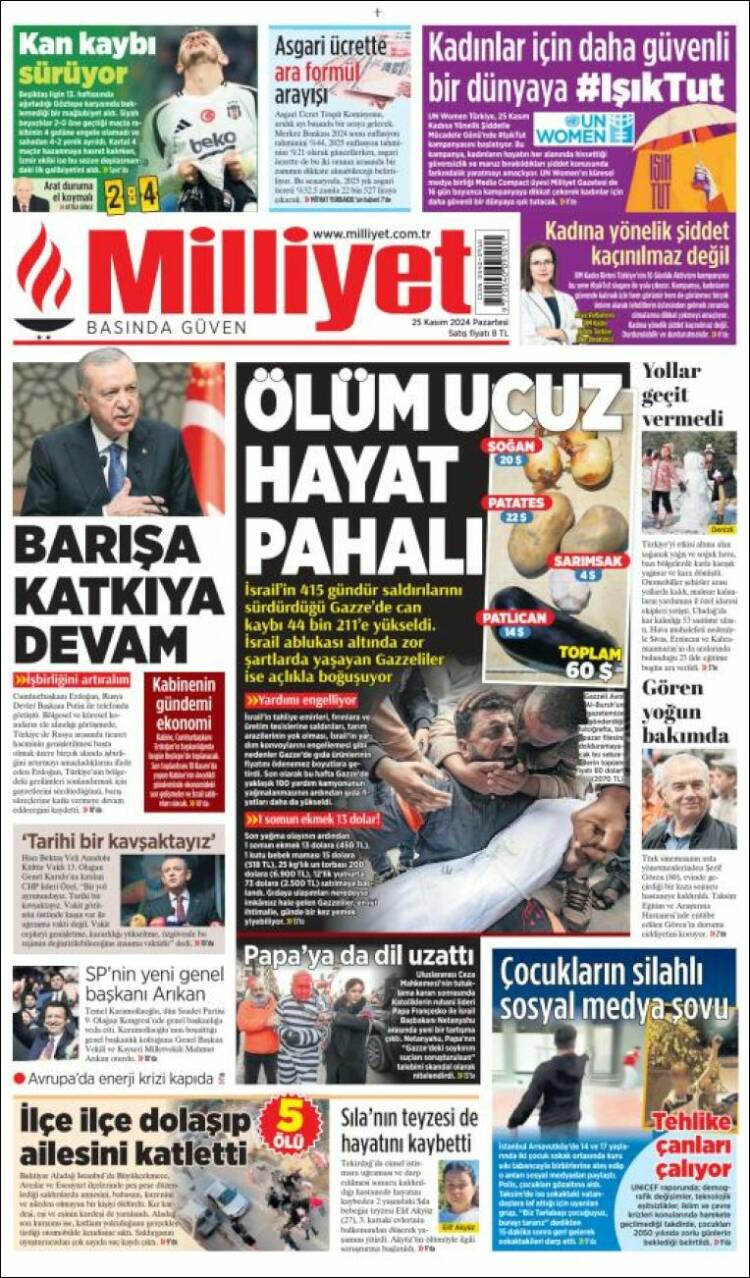 Portada de Milliyet (Turqu&iacute;a)