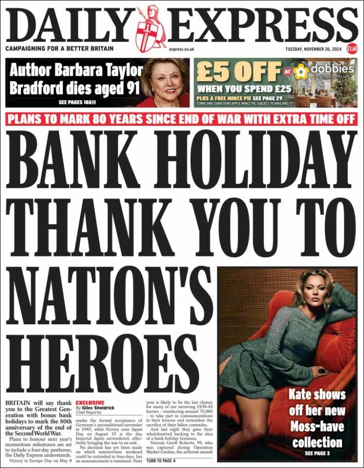 Portada de Daily Express (Reino Unido)