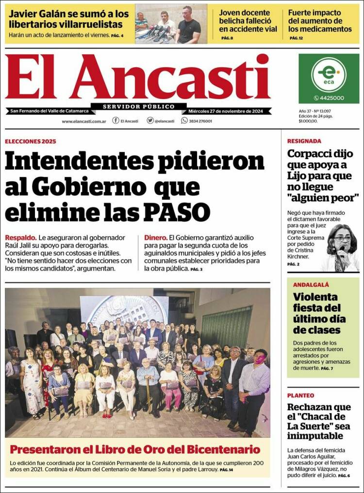 Portada de El Ancasti (Argentina)