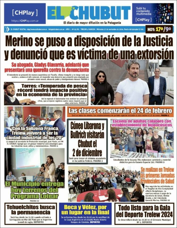 Portada de El Chubut (Argentina)