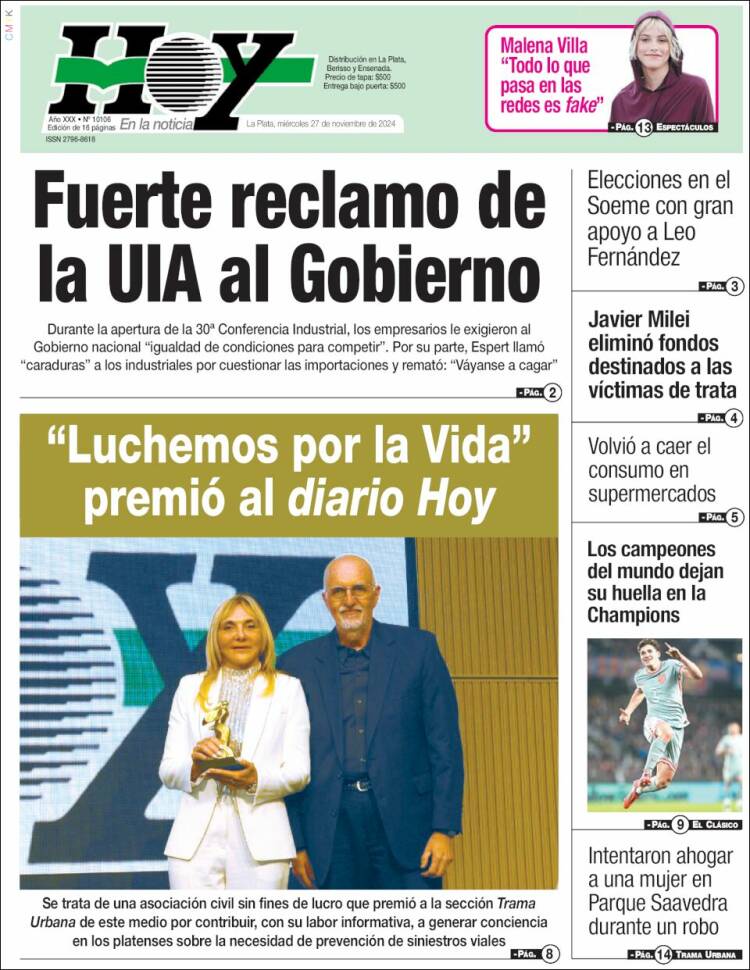 Portada de Diario Hoy (Argentina)