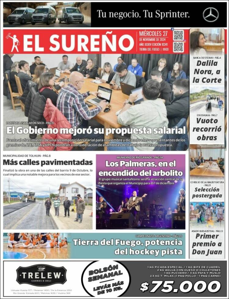 Portada de Diario El Sureño (Argentina)
