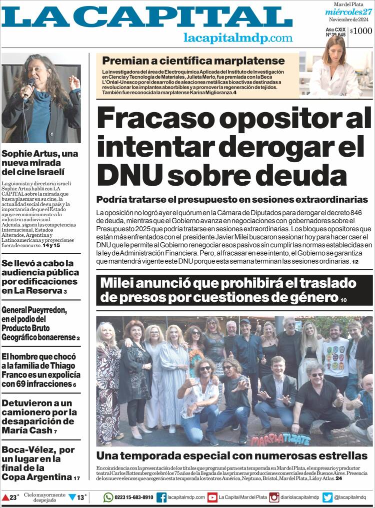 Portada de Diario La Capital - Mar del Plata (Argentina)