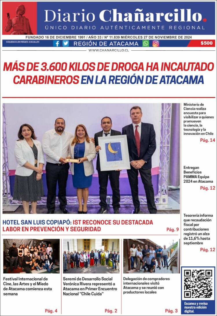 Portada de Diario Chañarcillo (Chile)