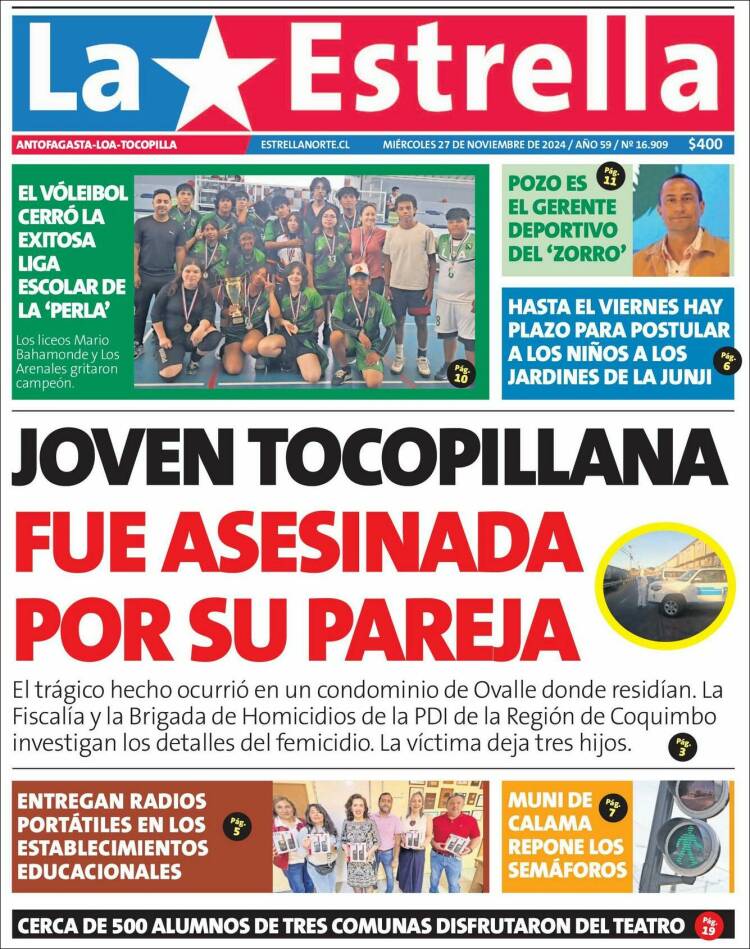 Portada de La Estrella del Norte (Chile)